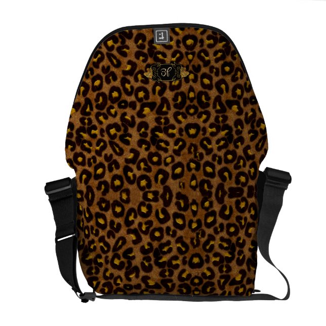 Jaguar Wildlife Pattern - Monogram Courier Bag (Back Open)