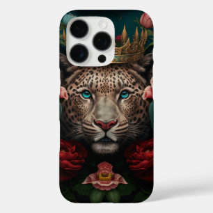 Jaguar with Crown in Flowers Painting              iPhone 16 Pro Case