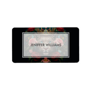 Jaguar with Crown in Flowers Painting Label