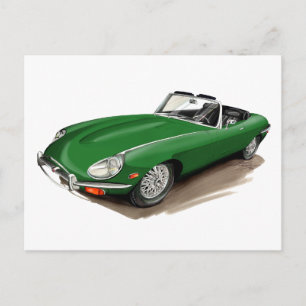 Jaguar XKE Green Car Postcard