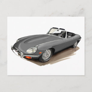 Jaguar XKE Grey Car Postcard