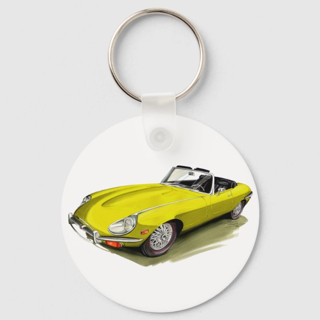 Jaguar XKE Yellow Car Key Ring (Front)