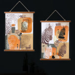 Jaguar Zebra Earth Tones Modern Abstract Pop Art Hanging Tapestry<br><div class="desc">Modern abstract wall hanging with african zebra and south american jaguar animals and organic shapes in pop art portrait style.  Cool mixed media design in earth tones of golden sand beige burnt orange and green.</div>