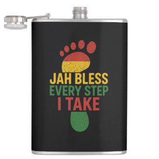 Jah Bless Every Step I take Rasta Hip Flask