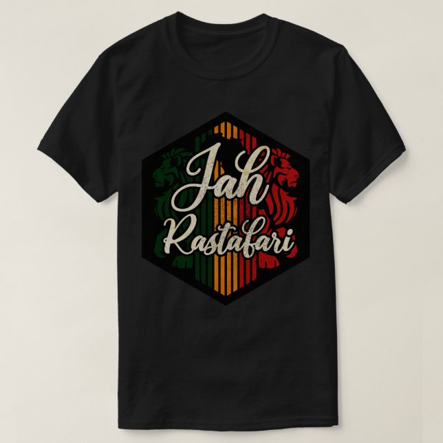 Jah Rastafari Shield T-Shirt (Design Front)