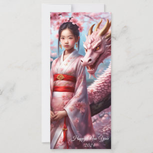 Jahr des Drachen 2024 - Mädchen zwischen Kirschblü