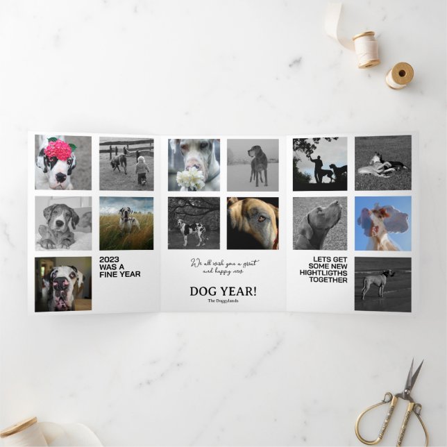 Jahresrückblick Fotos Karte Tri-Fold Holiday Card (Inside)