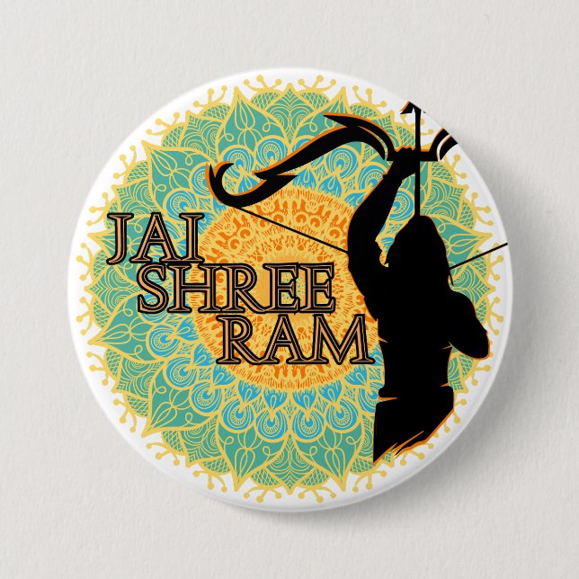 Jai Shree Ram  7.5 Cm Round Badge (Front)