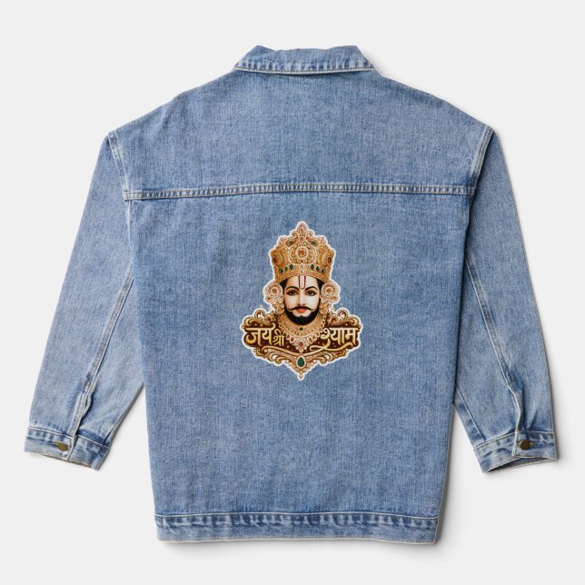Jai Shri Khatu Shyam Ji Devotional Artwork Denim Jacket (Back)