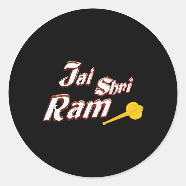 Jai Shri Ram Gada Classic Round Sticker (Front)