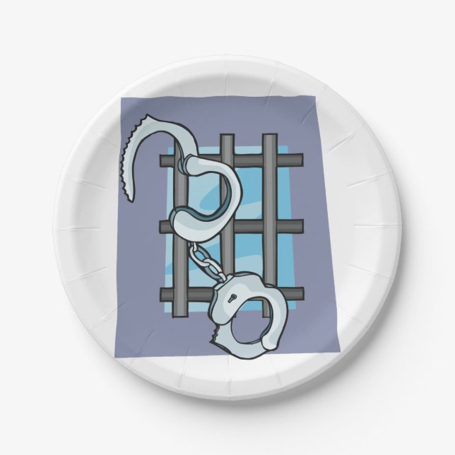 Jail Handcuffs Paper Plate (Front)