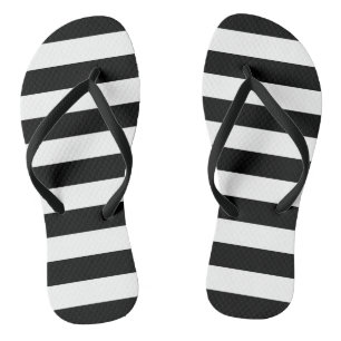 Jail stripes pattern black and white beach shoes jandals
