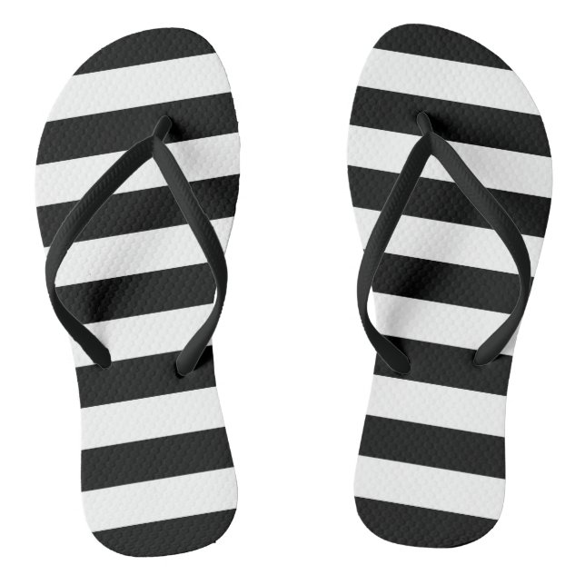 Jail stripes pattern black and white beach shoes jandals (Footbed)