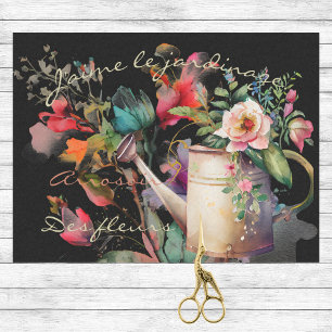 J'aime Le Jardinage French Floral and Watering Can Tissue Paper