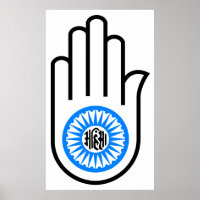 Jainism Symbol Hand and Wheel Reading Ahimsa