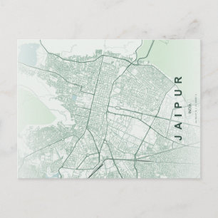 Jaipur India City Map Minimal Design Postcard