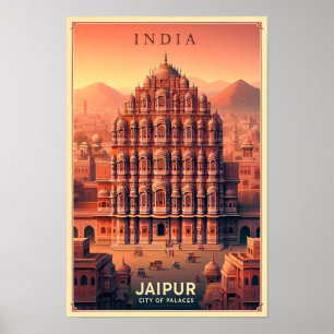Jaipur India - City of Palaces Vintage Travel  Poster