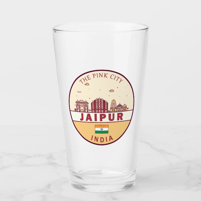 Jaipur India City Skyline Emblem Glass (Front)