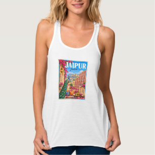 Jaipur India Colorful Vintage Travel Poster Design Singlet