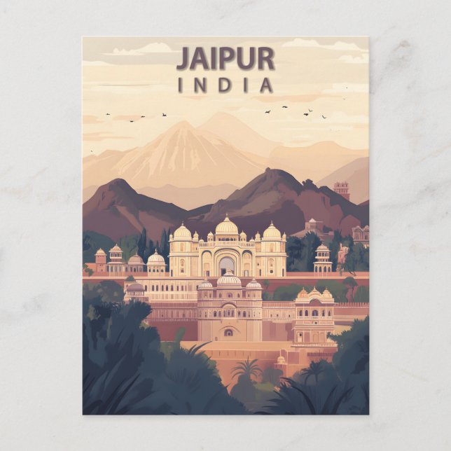 Jaipur India Pink City Vintage Travel Postcard (Front)
