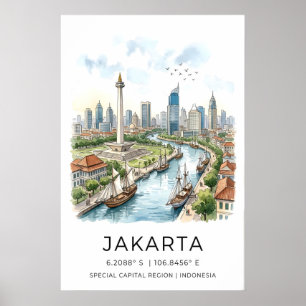 Jakarta City Art Print Multicolored Urban