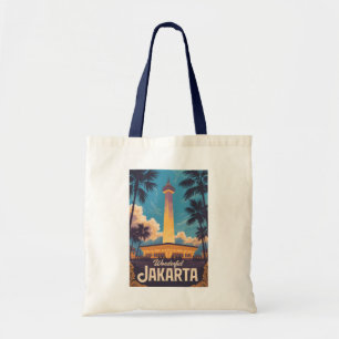 Jakarta Indonesia Illustration Travel Art Vintage Tote Bag