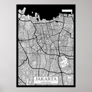 Jakarta Indonesia Map Poster