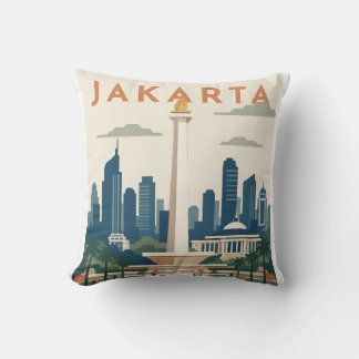 Jakarta Indonesia Travel Poster Cushion