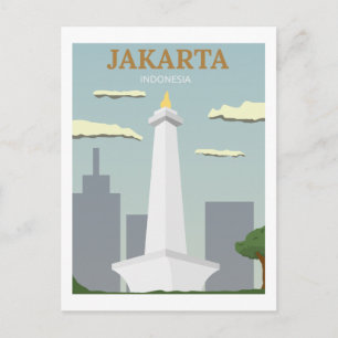 Jakarta, Indonesia Vintage Retro Travel Postcard
