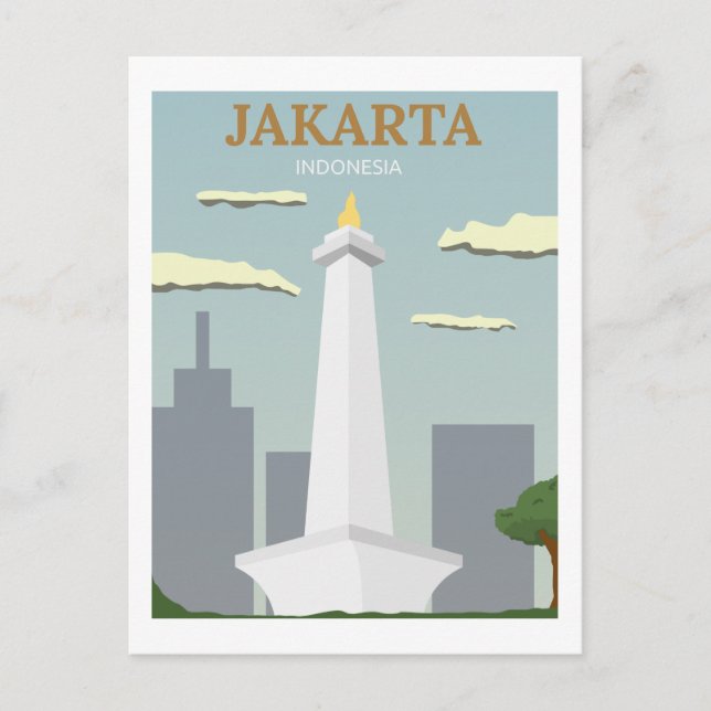 Jakarta, Indonesia Vintage Retro Travel Postcard (Front)