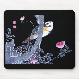Jakuchu,“Parrot on the Branch of a Flowering Rose” Mouse Pad