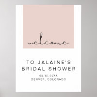 JALAINE Modern Blush Pink Bridal Shower Welcome
