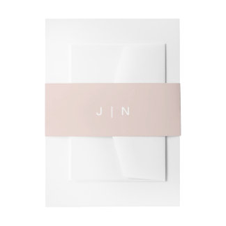 JALAINE Modern Blush Pink Monogram Wedding Invitation Belly Band