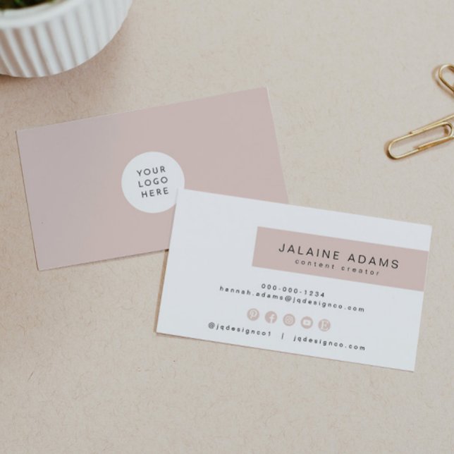 JALAINE | Modern Blush Pink Simple Branding Busine Business Card (Creator Uploaded)