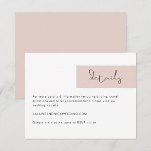 JALAINE Modern Blush Pink Wedding Details Card