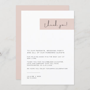 JALAINE Modern Blush Pink Wedding Plate Thank You Menu