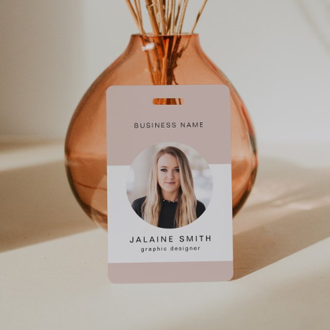 JALAINE Modern Minimal Blush Business Employee ID Badge (Creator Uploaded)