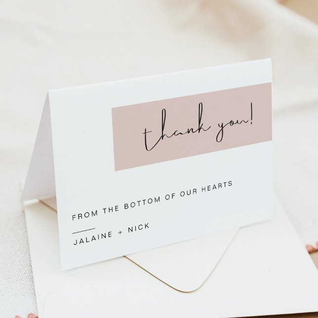 JALAINE Modern Minimal Blush Pink Colour Block Thank You Card (Creator Uploaded)