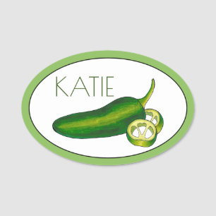 Jalapeño Hot Pepper Green Vegetable Produce Grocer Name Tag