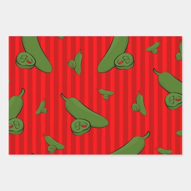 Jalapeno Illustration Wrapping Paper Sheet (Front)