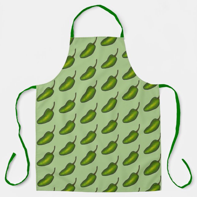 Jalapeno Jalapeño Green Hot Pepper Garden Veggies Apron (Front)
