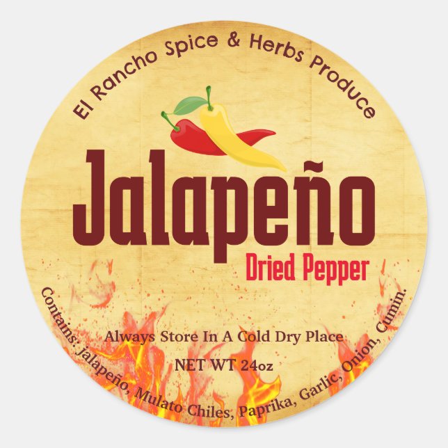Jalapeño Package Custom Label Sticker (Front)