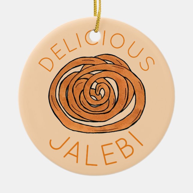 Jalebi South Asian Indian Mithai Sweet Snack Food Ceramic Tree Decoration (Front)