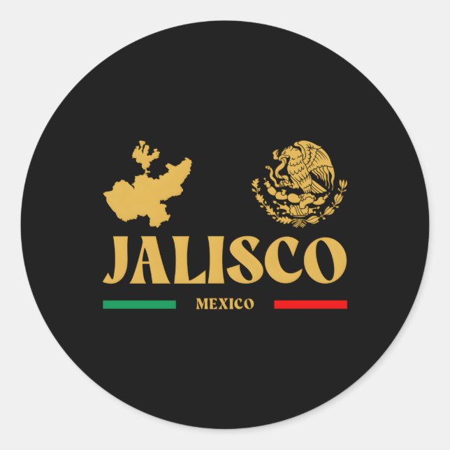 Jalisco With Mexican Emblem Jalisco Classic Round Sticker (Front)