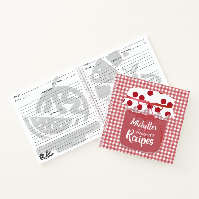Jam and Gingham Personalised Recipes Notebook (Inside)
