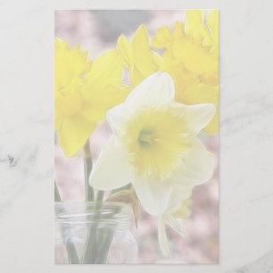 Jam Jar Vase Full Of Daffodils Stationery