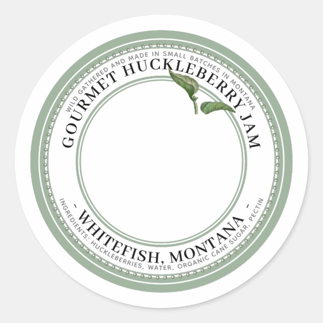Jam Label with Native Huckleberries Illustration (Front)