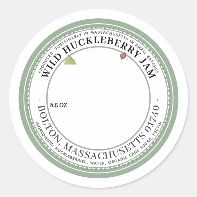 Jam Label with Native Huckleberries Illustration (Front)