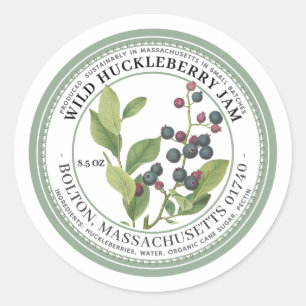 Jam Label with Native Huckleberries Illustration