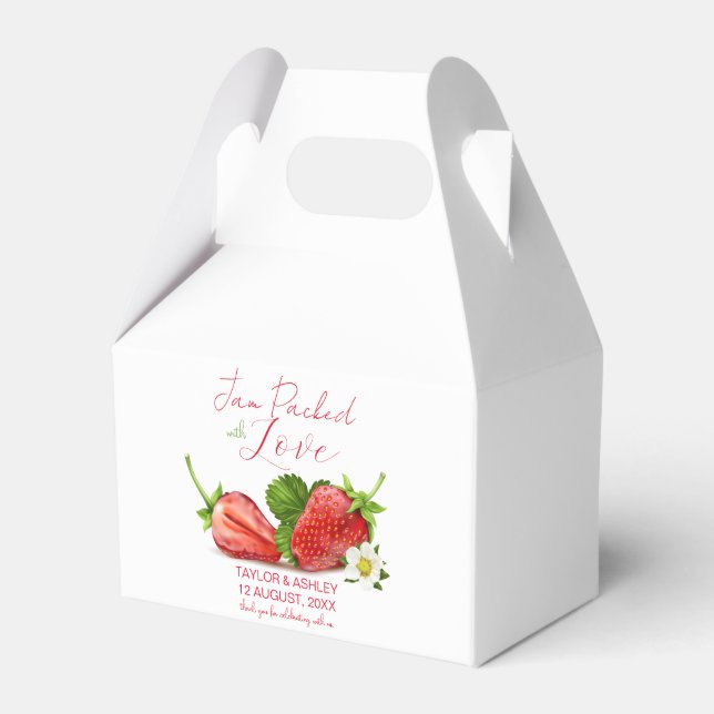 Jam Packed with Love Strawberry Fruit Favour Box (Front Side)